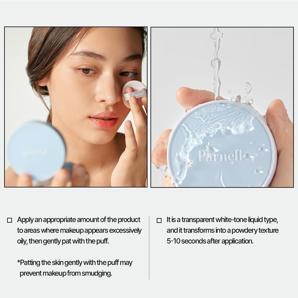 Parnell Glacial Biome Water No-Sebum Cushion (10g) Oil Control Matte Finish Sebum Controller Anti-Shine Cushion With Glacial Water, Absorbs Excess Sebum, Smooths Pores, Instantly Cool, Control Shine, Hydrates Skin