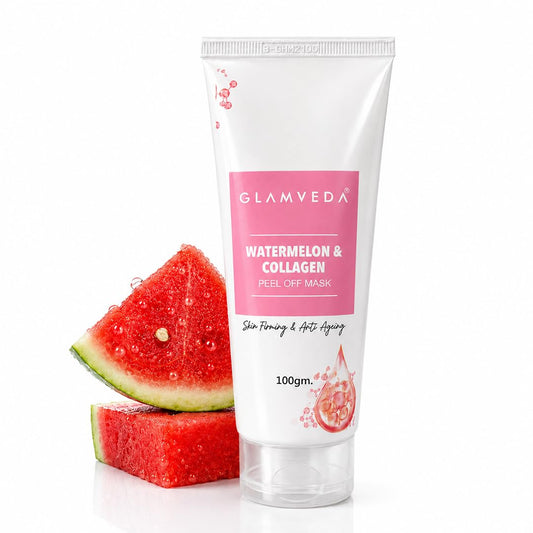 Glamveda Watermelon & Collagen Peel Firming & Anti Aging Off Mask For Women | Reduces Signs of ageing | Gives radiant glow | No Paraben, SLS | 100gm