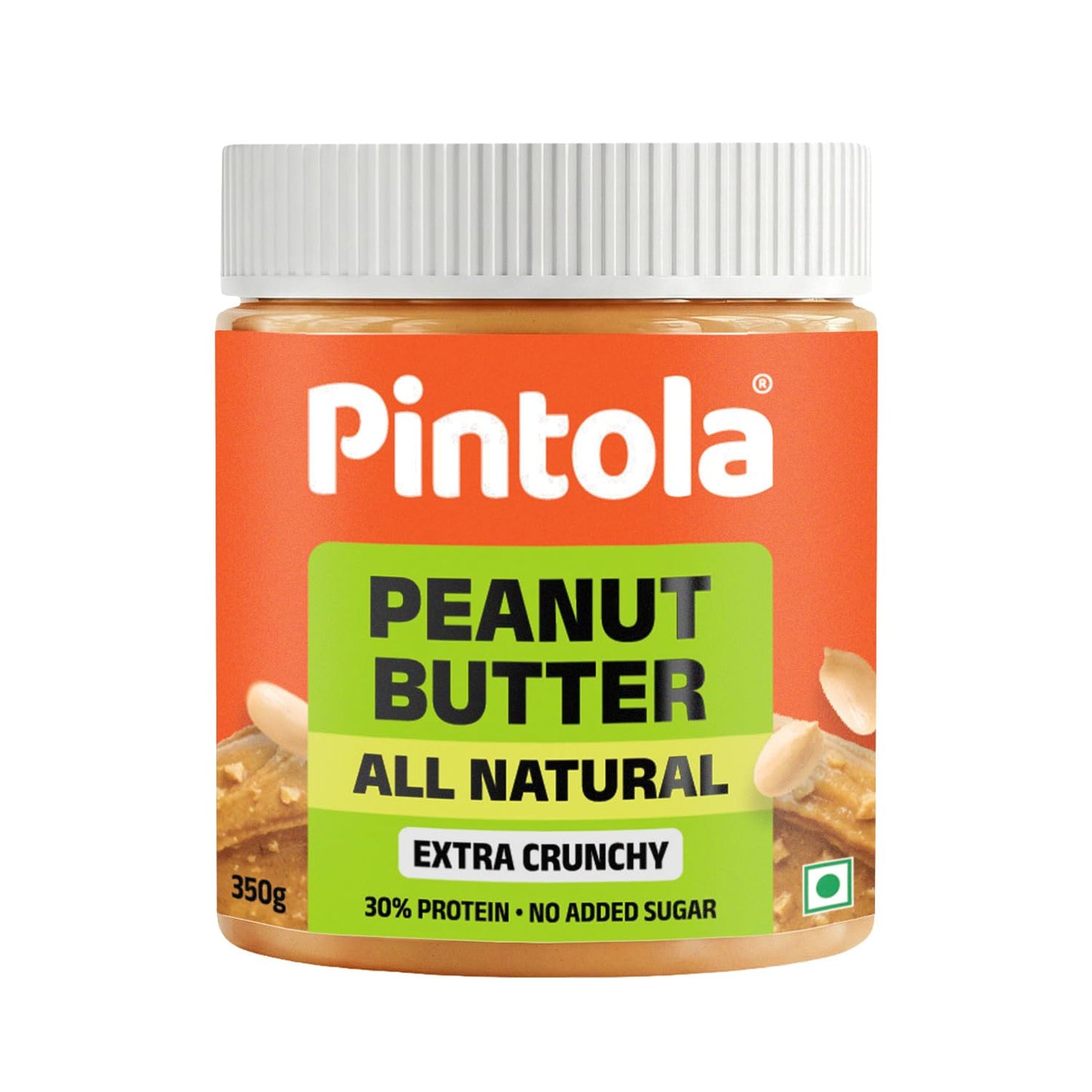 Pintola All Natural Peanut Butter Extra Crunchy |Unsweetened | 30g Protein | Gluten & Cholesterol Free, Vegan Peanut Butter, Nut Butter, High in Protein Spread, 100% Pure Roasted peanuts butter