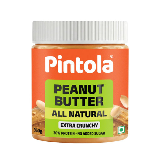Pintola All Natural Peanut Butter Extra Crunchy |Unsweetened | 30g Protein | Gluten & Cholesterol Free, Vegan Peanut Butter, Nut Butter, High in Protein Spread, 100% Pure Roasted peanuts butter