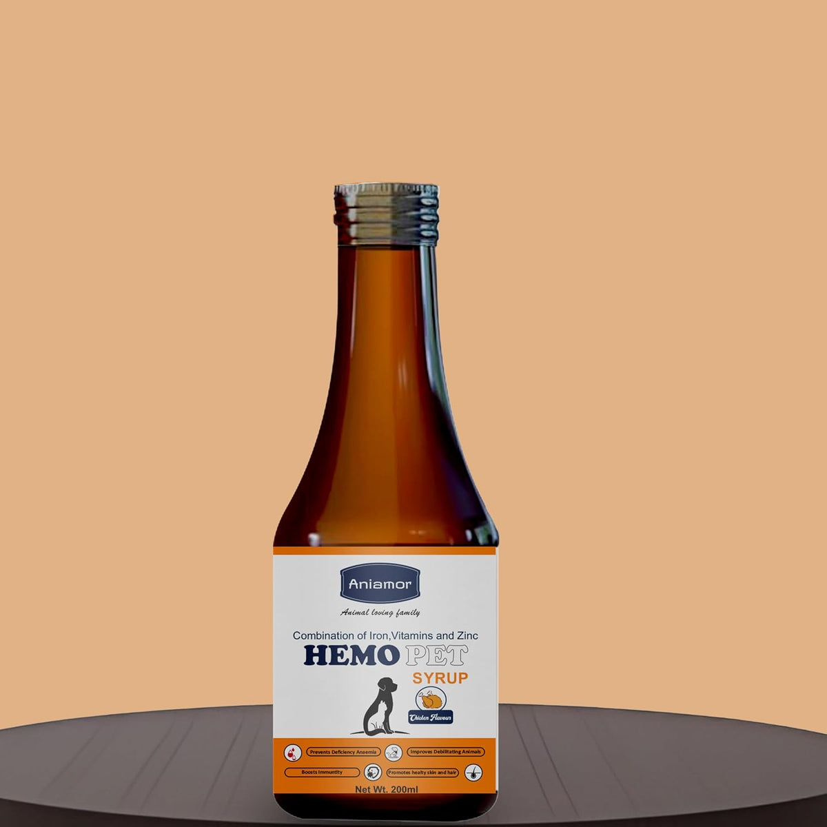 Aniamor Hemo Pet Syrup for Dogs and Cats|Iron Syrup|Iron Syrup|Pets Supplement|All Life Stage|200ml Bottle