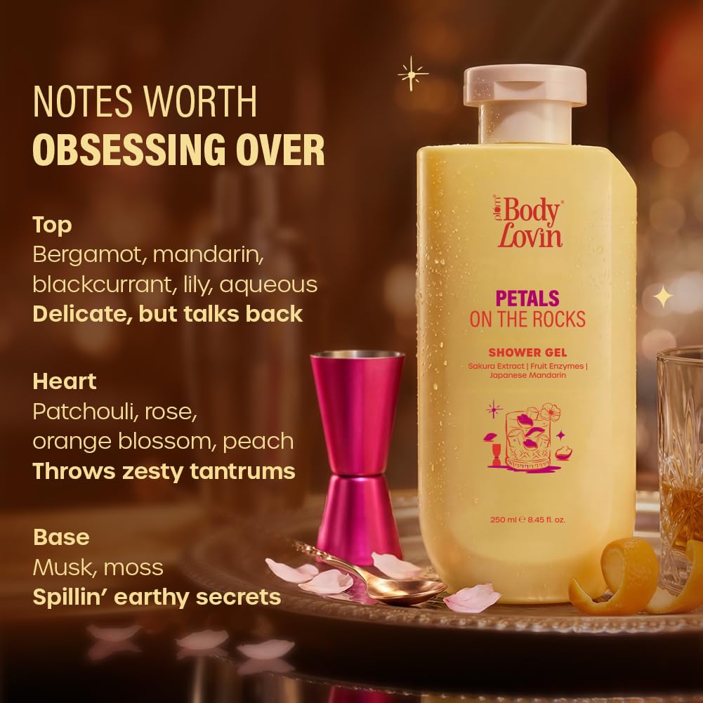 Plum BodyLovin’ Petals On The Rocks Shower Gel | Renewing & Reviving Body Wash | Bergamot, Mandarin & Patchouli | Citrus Floral Fragrance | 250 ml