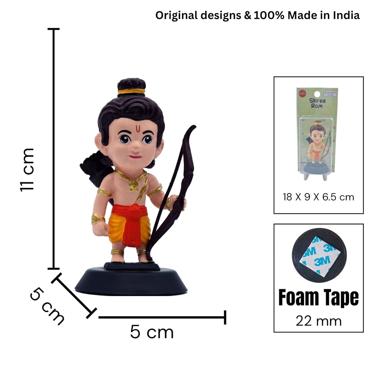 Shri Ram Figurine Showpiece for Car Dashboard, Home Office | Ram Murti Statue for Hindu Temple, Spiritual Decor | Gift for Devotees