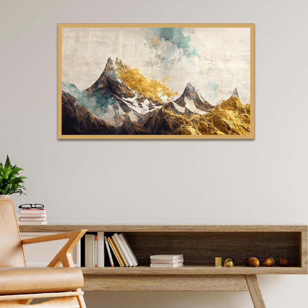 The Golden Mountain Beautiful Printed wall Decor Floating Frame Canvas Wall Painting for Home and Office Decor (18 Inch L x 12 Inch H)