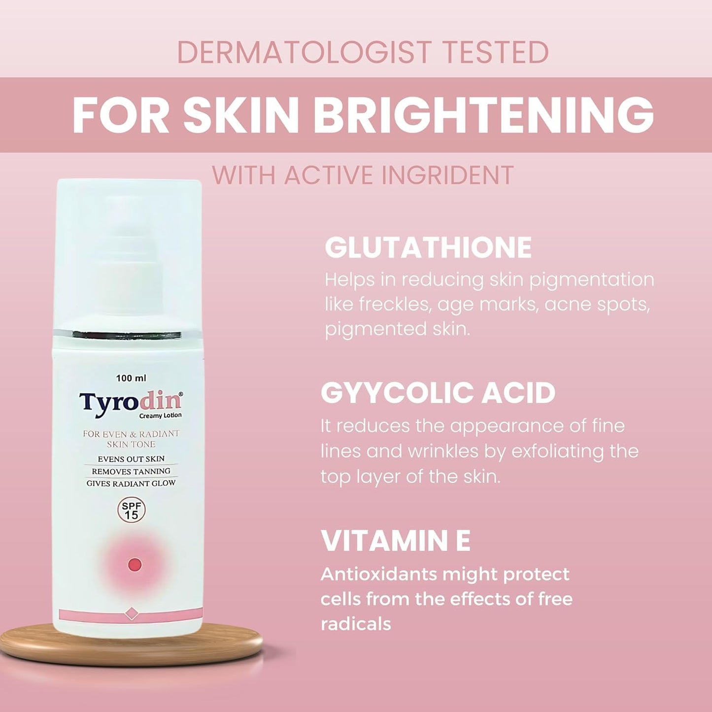 Tyrodin Creamy Lotion 100ml | Lightweight Daily Moisturizing Lotion with SPF 15 | Smooth & Fresh Skin Appearance