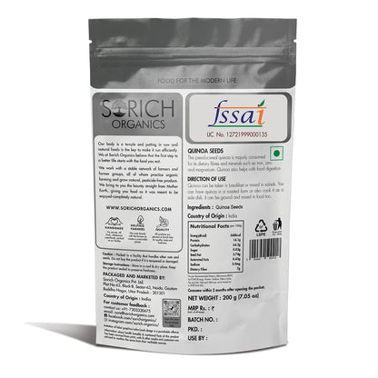 Sorich Organics Raw Quinoa Seeds for Eating Gluten Free Breakfast | High Protein and Fibre | Healthy Cereal for Breakfast | Ideal for Pilafs, Soups & Salads | High Protein & Fiber | Diet Food