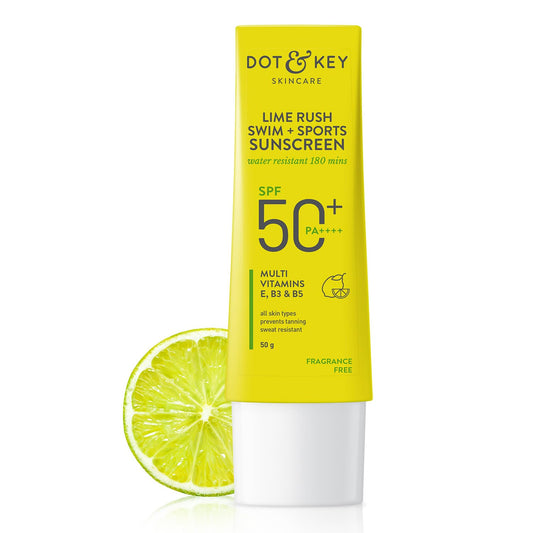 Zephivo Dot & Key Lime Rush Swim + Sports Sunscreen SPF 50 PA++++ | Water Resistant & Sweat Resistant Sunscreen | UV/UVA Protect | No White Cast | Prevents Tan | For All Skin Types | For Women & Men
