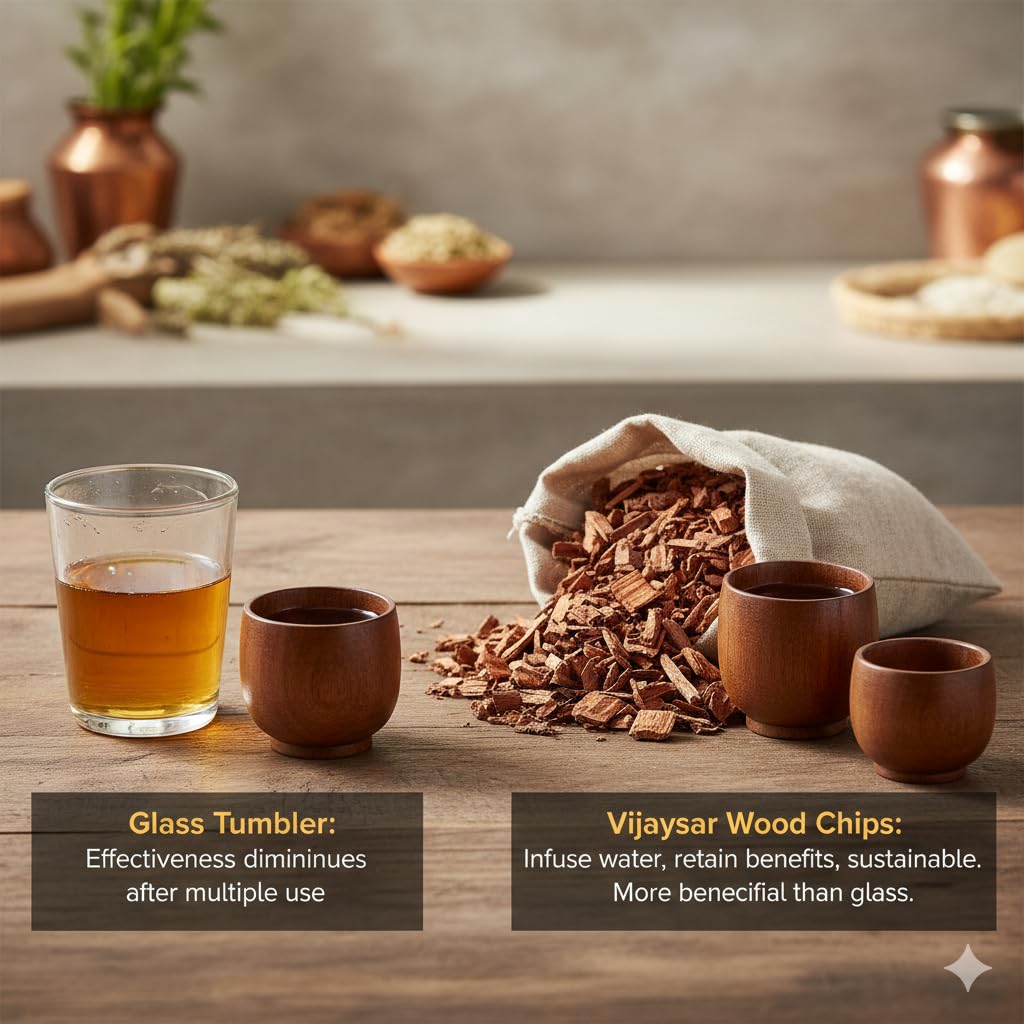 Namo Organics - Vijaysar ki Lakdi - 400gm | Better Than vijaysar wood glass | vijaysaar ki lakdi Indian Kino |Pterocarpus Marsupium Bark | Vijaysar Chaal
