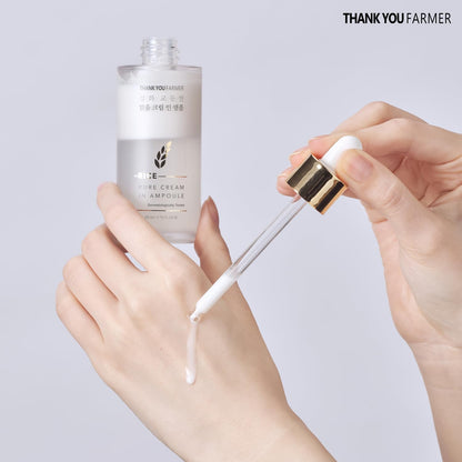 THANKYOU FARMER Rice Pure Cream In Ampoule (50ml) Brightening Rice Face Serum, Deep Hydration & Glow Enhancing Cream Serum for All Skin Types, Moisture Locking & Brightening Serum