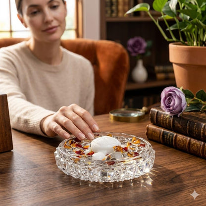 SAUDEEP INDIA Vastu Feng Shui White Marble Tortoise with Lead-Free Crystal Plate for Good Luck, Career Growth & Wealth – Decorative Turtle Figurine for Home, Office & Gifting (12cm Crystal Plate)