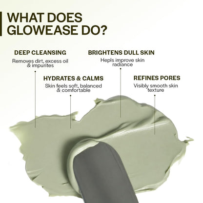 Suroskie Glowease 2-In-1 Cleanser & Mask 100 Ml | Aloe Vera & Kaolin Clay | Deep Cleansing Face Wash For Hydrated, Glowing & Brighten Skin | Korean Skincare Product For Sagging & Dullness Men & Women