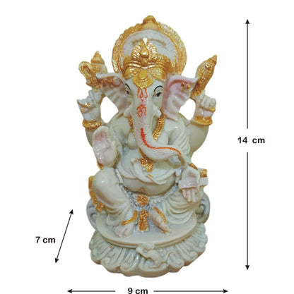 Ganesha Ganesh Ganpati Gajanan Statue Idol Murti Gift Item Decorative Showpiece Multicolor Polyresin Pack of 1 (B008)