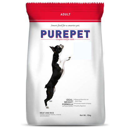 Purepet Adult Dry Dog Food 10kg | Meat & Rice Flavour | Promotes Health & Vitality | Immune Support | Healthy Digestion | Nutrient Rich