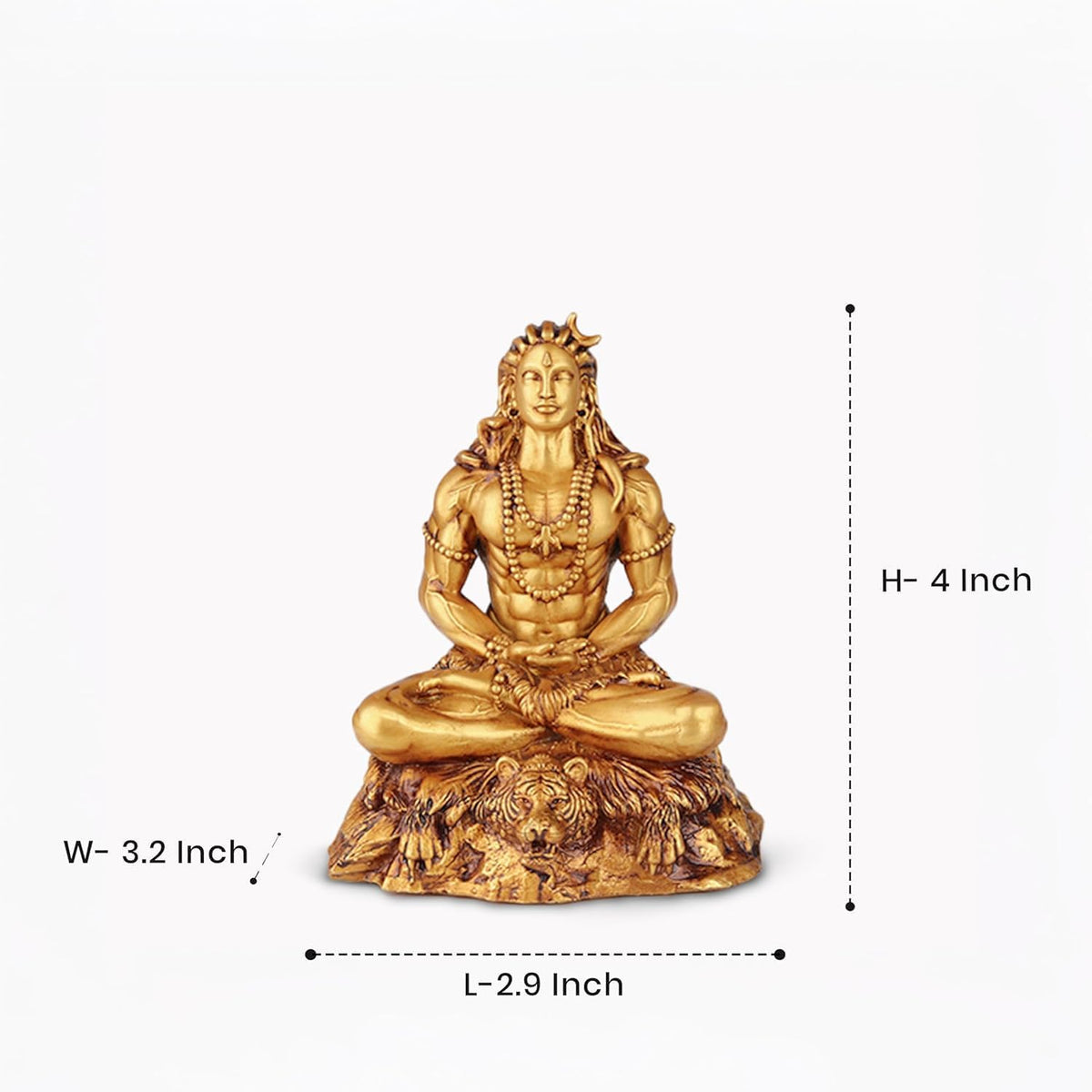 Shivji Idol for Car Dashboard, Home Temple & Office Desk | Compact Resin Mahadev Murti for Puja Room, Table Decor & Spiritual Gift | Small Lord Shiva Statue (Gold Meditating Adiyogi)