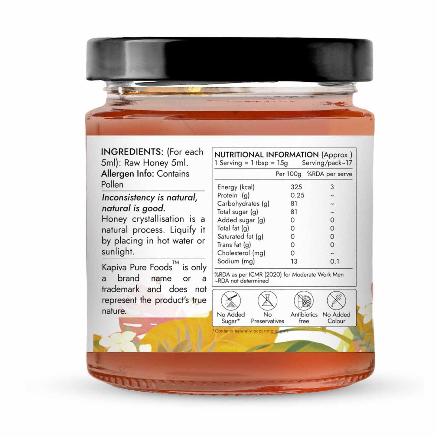 Kapiva Organic Honey 250g | 100% Natural & Organic | Strengthens Immunity & Aids Digestion
