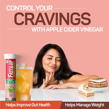 Fast&Up Apple Cider Vinegar Effervescent Tablets | 500mg ACV with Mother, Beetroot, Pomegranate, B6 & B12 | Supports Detox, Gut Health & Weight Management, Green Apple
