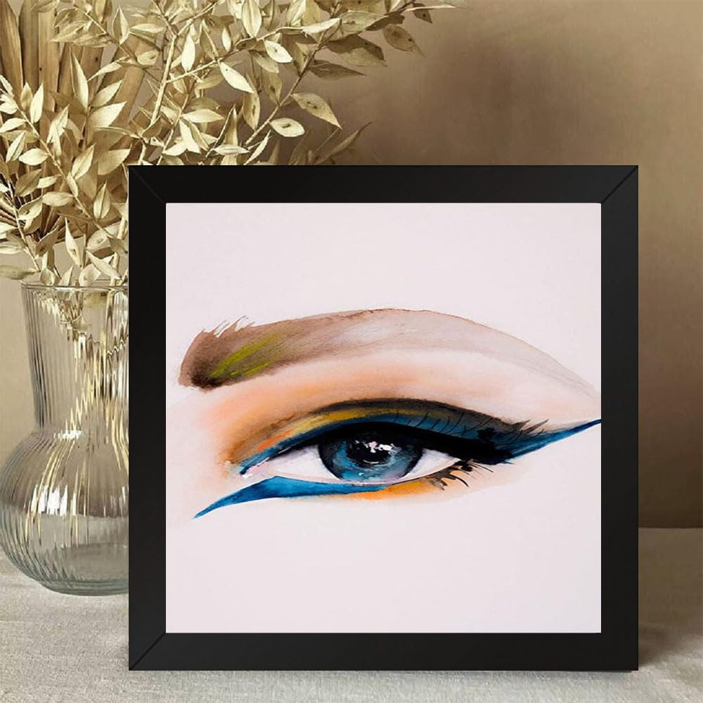 Printed Photo Frame Matte Painting for Home Office Studio Living Room Decoration (10x10inch Black Framed) - Single Eye
