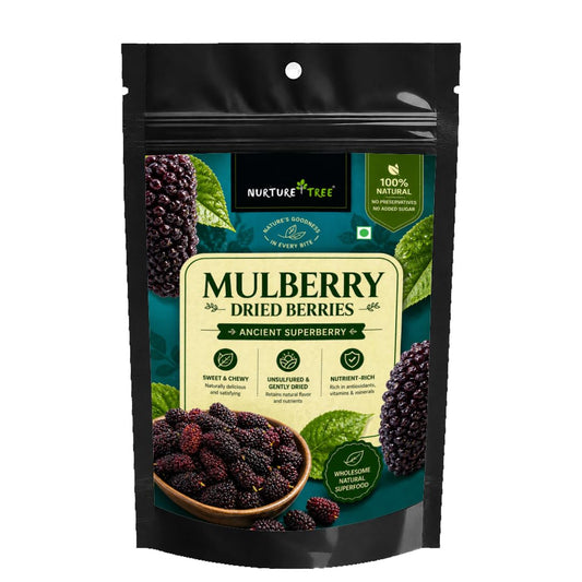 Nurture Tree Dried Mulberries | 100% Natural & Unsulfured Mulberry Berries | No Added Sugar | Nutrient-Rich Ancient Superberry | Healthy Snacks