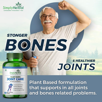 Simply Herbal Plant-Based Joint Care & Joint Support Tablets | Moringa, Boswellia Serrata, Eucalyptus, Green Amla, Green Turmeric, Alfalfa, Aloe Vera | 60 Tablets