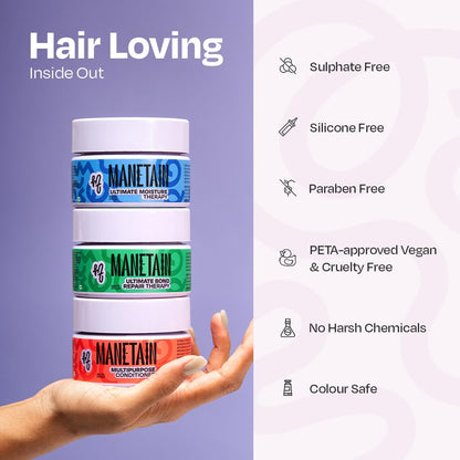 MANETAIN Multipurpose Conditioner 50gm for Curly & Wavy Hair | Hydrating Protein–Moisture Balanced Formula for Frizz Control & Softness | CG-Friendly, Silicone-Free | Suitable for Women & Men