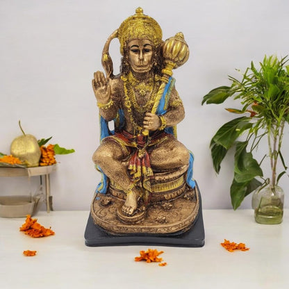 Divine Resin Lord Hanuman Idol | Perfect for Home and Temple Decor | Exquisite Bajrangbali Showpiece for Spiritual Enrichment, Meditation Spaces, and Thoughtful Gifts