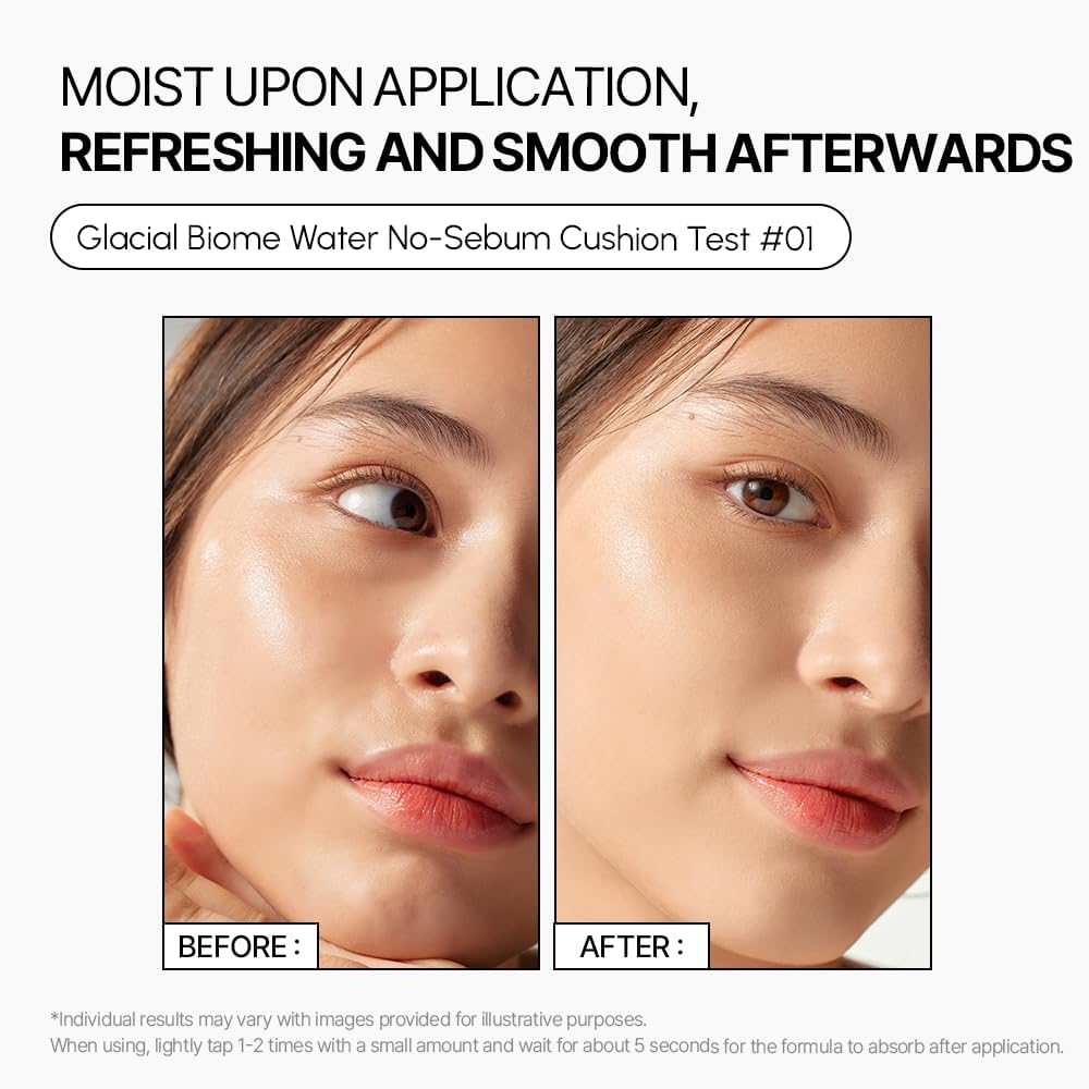 Parnell Glacial Biome Water No-Sebum Cushion (10g) Oil Control Matte Finish Sebum Controller Anti-Shine Cushion With Glacial Water, Absorbs Excess Sebum, Smooths Pores, Instantly Cool, Control Shine, Hydrates Skin