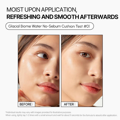 Parnell Glacial Biome Water No-Sebum Cushion (10g) Oil Control Matte Finish Sebum Controller Anti-Shine Cushion With Glacial Water, Absorbs Excess Sebum, Smooths Pores, Instantly Cool, Control Shine, Hydrates Skin