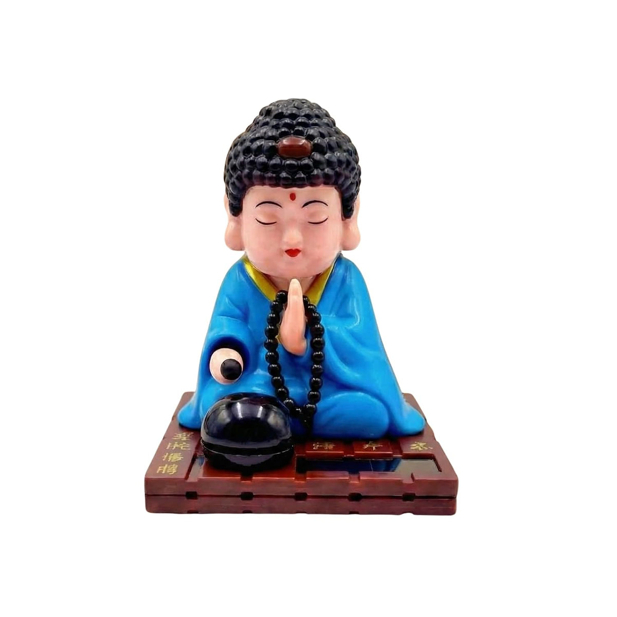 eCraftIndia Moving Head Monk Buddha Idol Showpiece for Home Decor Car Dashboard Office | Feng Shui Spiritual Meditation Buddha Statue Figurine for Good Luck Gift for Housewarming (Plastic, Blue)