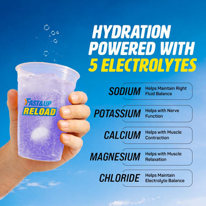 FAST&UP Reload Zero - Zero Sugar Instant Energy & Hydration Drink - Ice Current Flavour - 22 Effervescent Tablets