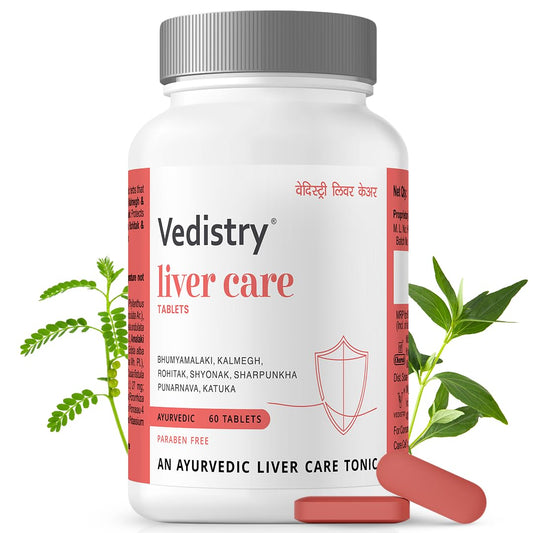 Vedistry Livercare Tablets | Ayurvedic Liver Detox Supplement for Fatty Liver & Sluggish Metabolism | Clinically tested | 22% reversal in fatty liver | Ayurvedic Liver Care with Bhumiamalaki, Kutaki & Amalaki for Detox & Liver Restoration – 60 Tablets