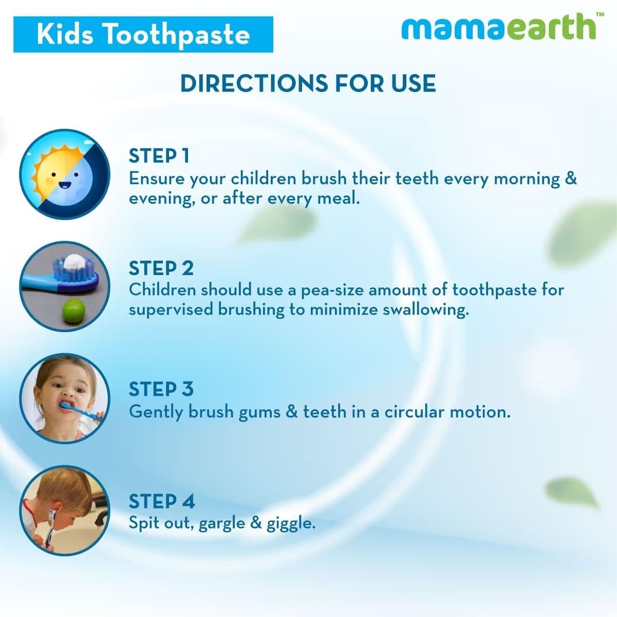 Mamaearth Natural Toothpaste For Cleanses Cavity,Plaque Repairing, Orange Flavour, SLS Free, With 750 Ppm Fluoride, 4+ Years, Plant Based with No Harmful Chemicals, 50Gm