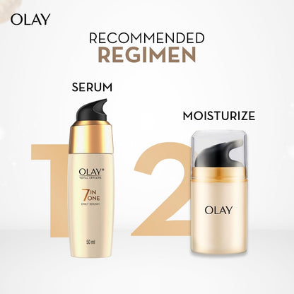 Olay skincare products with 'Recommended Regimen' text on a light background