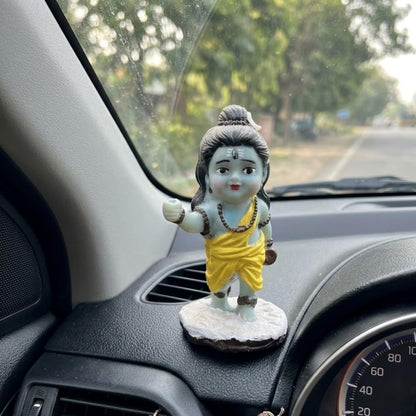 Shivji Idol for Car Dashboard, Home Temple & Office Desk | Compact Resin Mahadev Murti for Puja Room, Table Decor & Spiritual Gift | Small Lord Shiva Statue (Baby Shiva Yellow)
