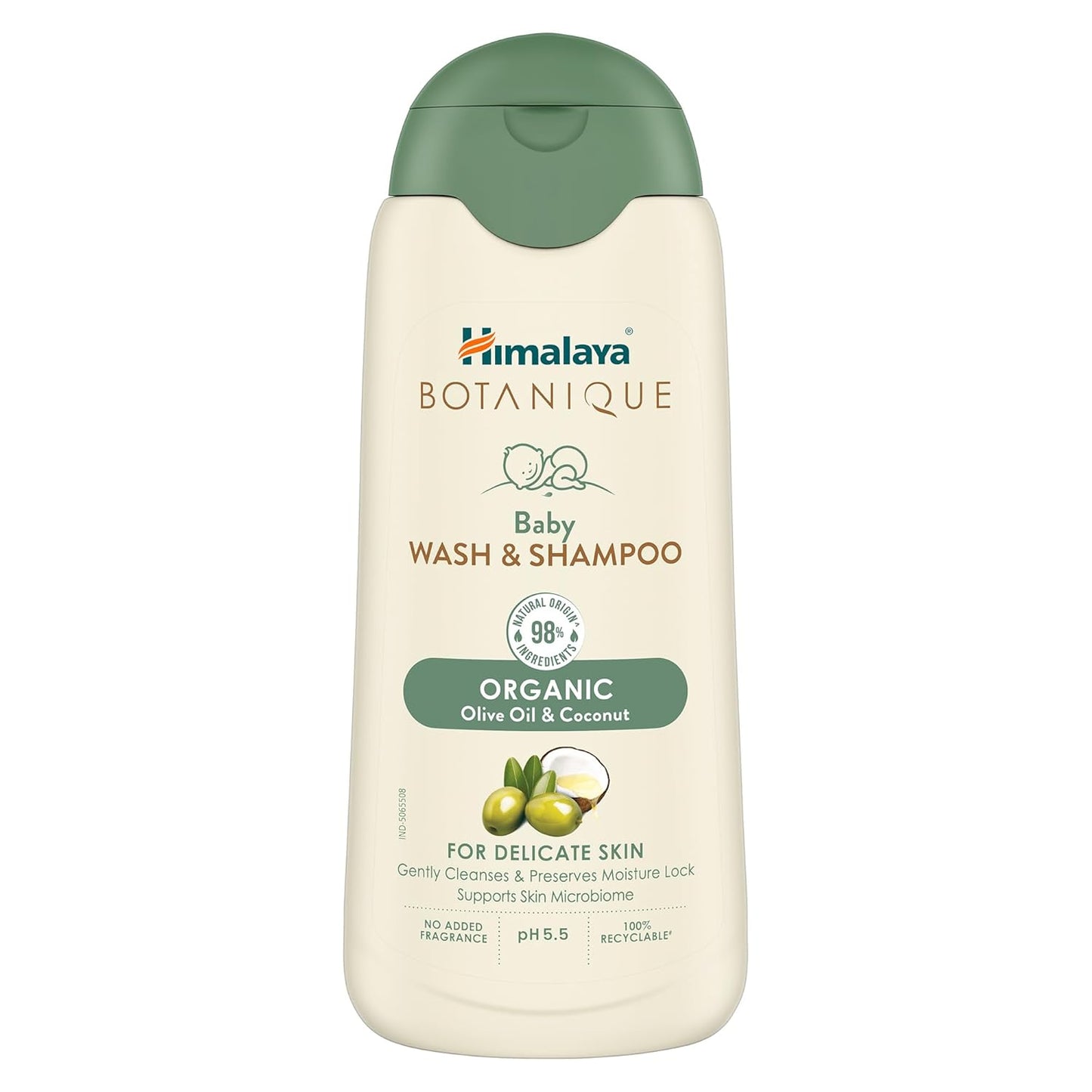 Himalaya Botanique Baby Wash & Shampoo 100 ml | Organic | Preserve Moisture Lock| No Tears | Dermatologically Tested | Helps Protect Skin Barrier | pH 5.5 | Hypoallergenic | No Added Fragrance