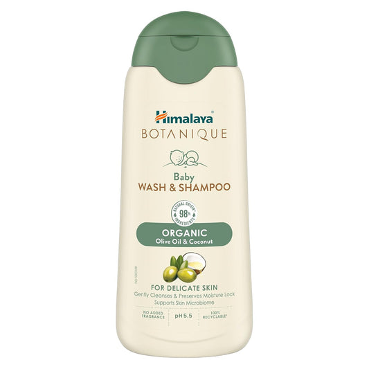 Himalaya Botanique Baby Wash & Shampoo 100 ml | Organic | Preserve Moisture Lock| No Tears | Dermatologically Tested | Helps Protect Skin Barrier | pH 5.5 | Hypoallergenic | No Added Fragrance