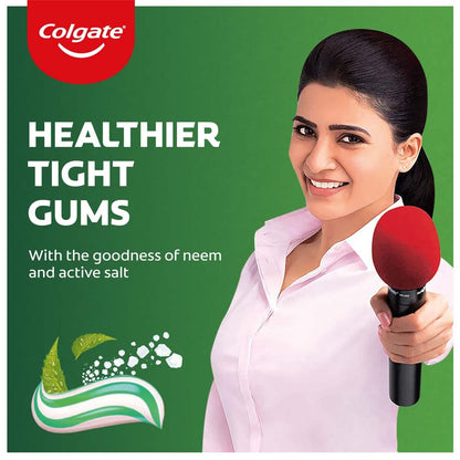 Colgate Gentle Ultrafoam Ultra Soft Bristles Manual Toothbrush For Adults, 2 Pcs, Multicolor & Active Salt Neem Toothpaste, Germ Fighting Toothpaste For Healthy, Tight Gums, Oral Care 200G