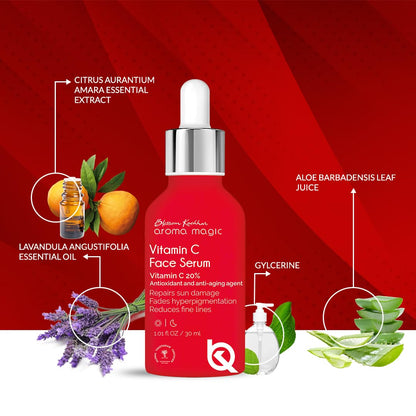 Aroma Magic 20% Vitamin C Face Serum | Anti-aging Agent, Orange Extract for Dark Spots, Pigmentation & Glowing Face - 30 ml | Pack of 1