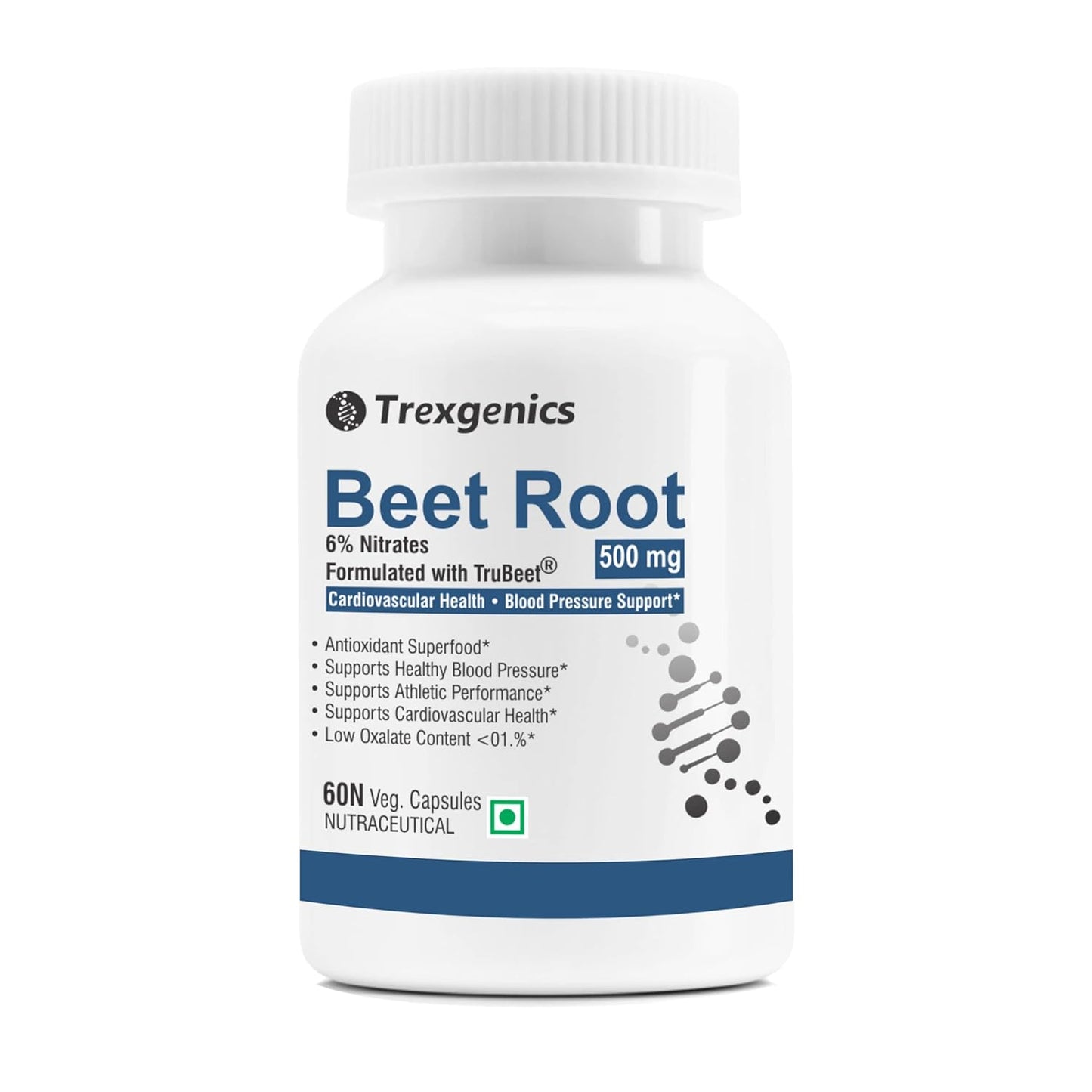 Trexgenics Beet Root supplement bottle on a white background