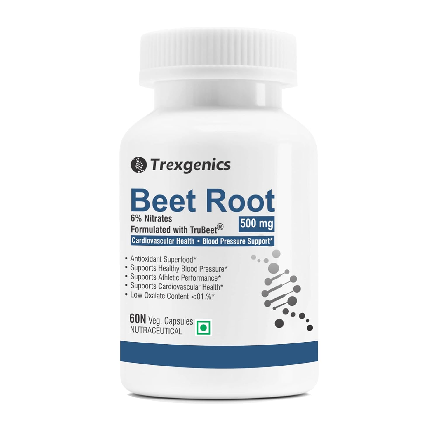 Trexgenics Beet Root supplement bottle on a white background