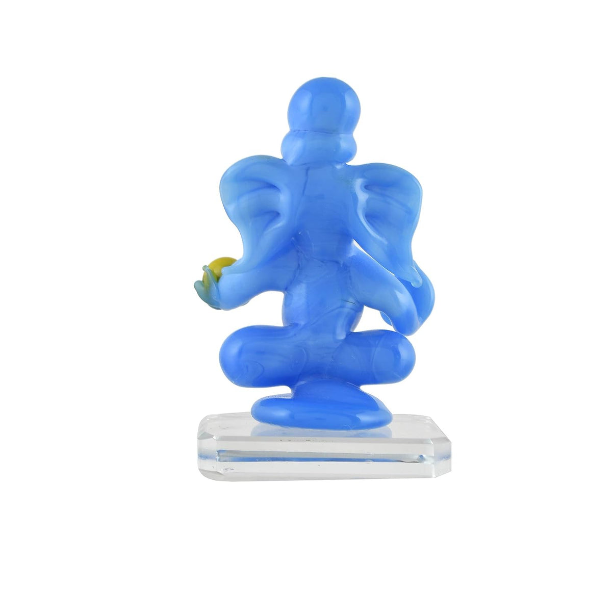 Glass Ganesh Idol for Car Dash Board (Blue, 8.5cm x 5 cm)