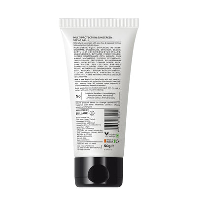 Brillare Multi-Protect Sunscreen SPF 40, PA+++, 100% Natural Sunscreen With Soy, Shea & Rapeseed, (50 GM)