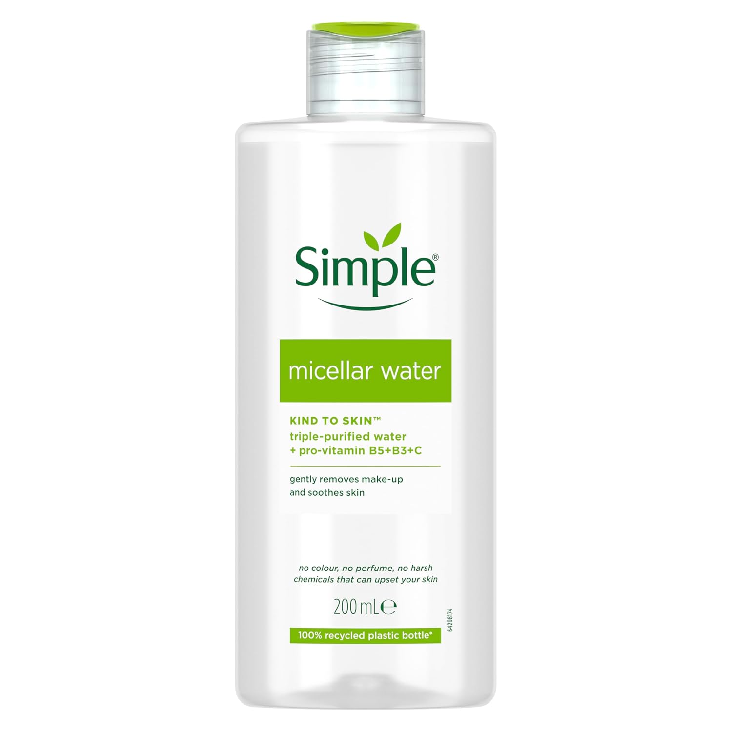 Simple micellar water bottle on a white background