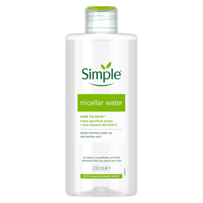 Simple micellar water bottle on a white background