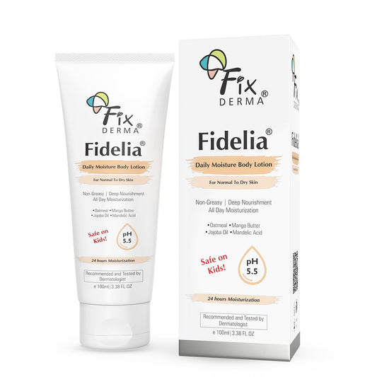 Fixderma Fidelia Daily Moisture Body Lotion | Moisturizer for Face & Body | Body Lotion for Winter | Body Lotion for Women & Men | Body Lotion for Dry Skin with Jojoba Oil & Oatmeal - 100ml