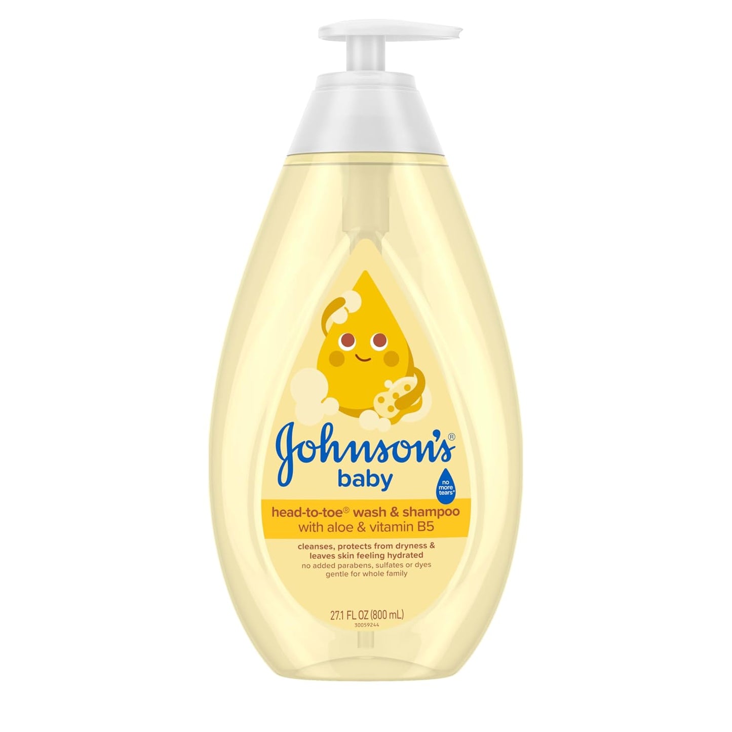 Johnson's Head-to-Toe Gentle Tear-Free Baby & Newborn Wash & Shampoo, Sulfate-, Paraben- Phthalate- & Dye-Free, Hypoallergenic Wash for Sensitive Skin & Hair, 27.1 fl. Oz