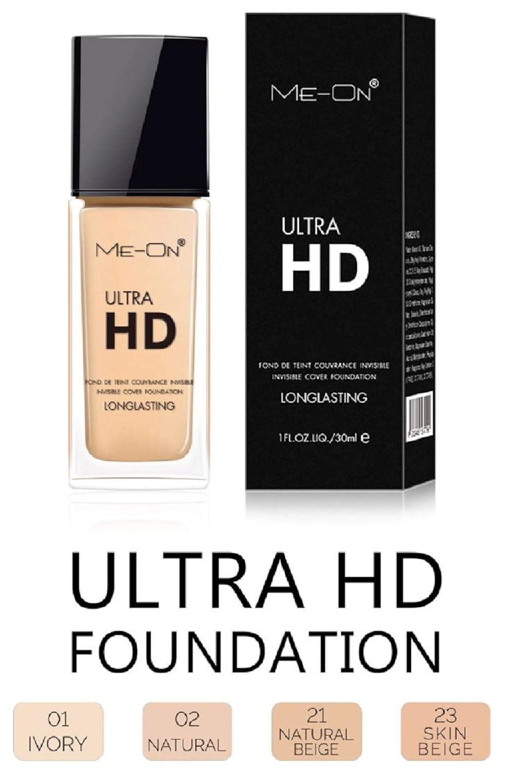 ME-ON Ultra HD Cream Foundation (Shade 21 - Natural Beige) 30ml