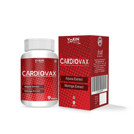 Cardiovax supplement bottle and packaging on a white background