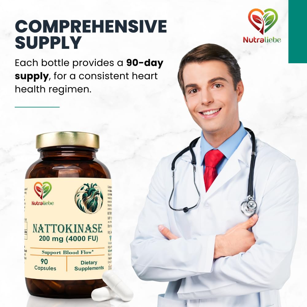 Nutraliebe Nattokinase 200mg with 4000 FU - Supports Circulatory Health, 90 Vegan Capsules