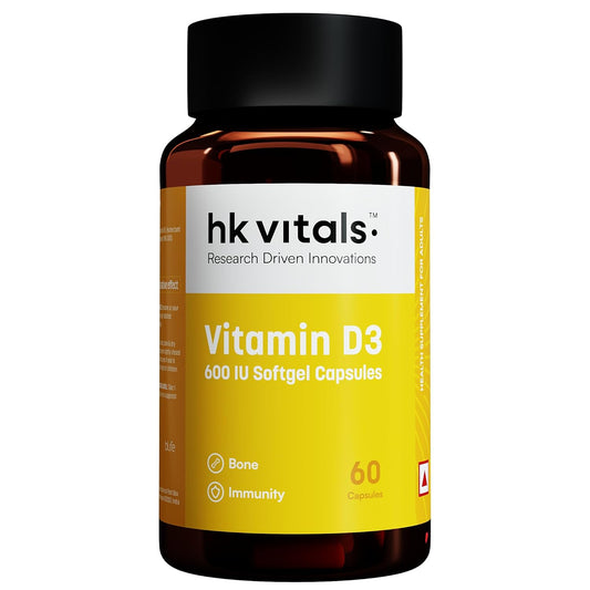 HealthKart hk vitals Vitamin D3 (600 IU) | With Sunflower Oil, Promotes Calcium Absorption | Bone Health, Muscle Strength & Immunity