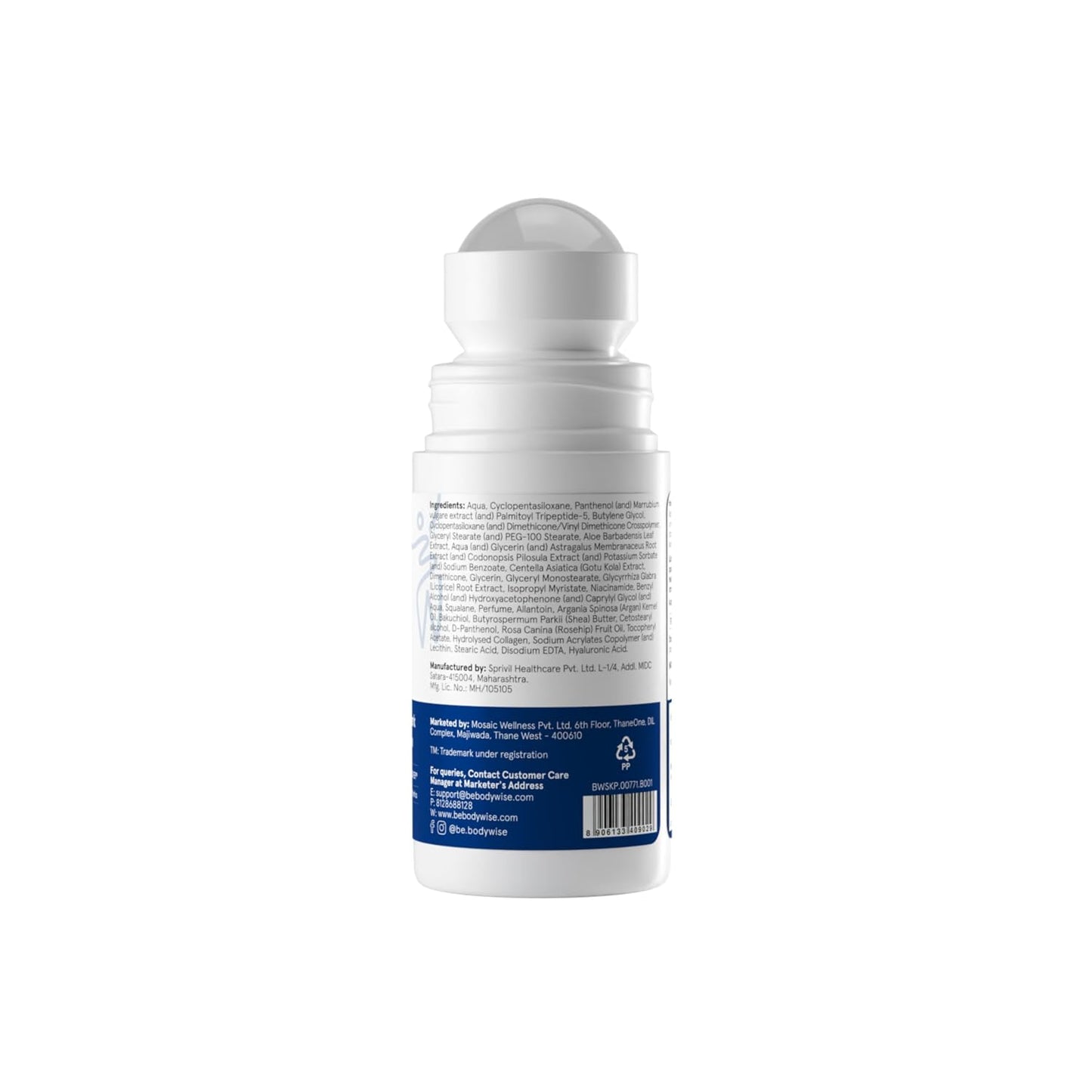 Be Bodywise Anti Stretch Mark Roll-On Serum 50 ml | With Regeneryl, STRIOVER™ & Bakuchiol Oil | Fades & Reduces Stretch Marks, Hydrates & Stimulates Collagen Production | Non-sticky & Non-messy